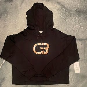 NWT - CycleBar Tavi Semi Cropped Hoodie Ebony/Rose Gold size large